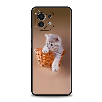 Katė Mielas Kačiukas Catling Telefono dėklas Padengti Xiaomi Redmi Poco F4 F5 M4 M3 X3 X4 X5 NFC Pro Mi 11 Ultra 12T 12 Pro TPU Minkštos pagalvės Nuotrauka 2
