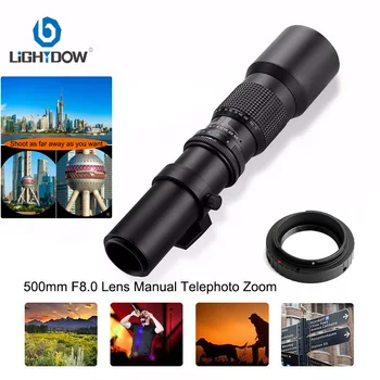 Lightdow Kamera 500mm F8.0 Objektyvas Rankinio Artinimo Zoom Su T2 T Mount Adapteris Patrankos Nikon Sony, Olympus, Fuji Fotoaparatas 