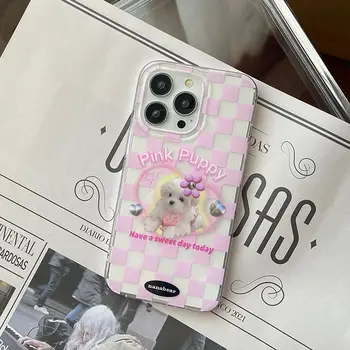 Kawaii Pet Rožinė Šunys Telefono dėklas Pink 