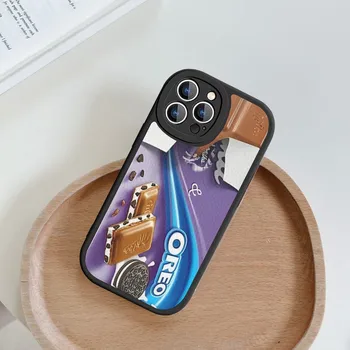 Šokoladas Milka Dėžutės Telefono dėklas Sunku Odinis iPhone 14 13 12 Mini 11 14, Pro Max Xs X Xr 7 8 Plius Fundas Nuotrauka 2