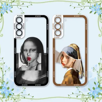 Van Gogh Mona Lisa Meno Telefono dėklas Samsung Galaxy S22 S23 S10 Plius S20 S21 Fe 20 Pastaba Ultra 10 Plius Lite A04E A04 A03S Dangtis Nuotrauka 2