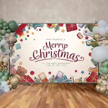 MĖNULIS.QG Fonas Vaikai Linksmų Kalėdų Vakarėlį Reklama Dekoracijos Fone Dovana Meškiukas Lėktuvo Star Žaislas Sienos Photo Booth Nuotrauka 2