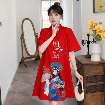 Tradicinės Kinų naujieji Metai Drabužius Moteriai, Cheongsam Suknelė Vintage Moterų Qipao Marškinėliai Nuotrauka 2