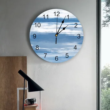 Abstraktus Mėlyna Pilka Tekstūros Miegamojo Sienos Laikrodį, Didelė Moderni Virtuvė Valgomasis Apvalus Sieniniai Laikrodžiai Kambarį Žiūrėti Namų Dekoro Nuotrauka 2