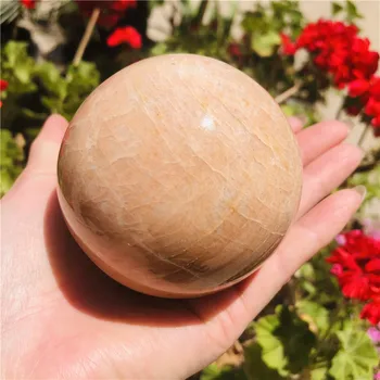 natūralus persikų mėnulio akmuo srityje kvarco kristalo akmens kamuolys gydymo reiki apdailos dovana Nuotrauka 2