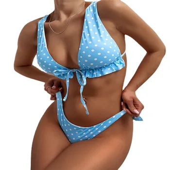 Nauja Seksuali Bikini 2022 Dot Spausdinti Maudymosi Kostiumėlis Moterims Maudymosi Kostiumėliai, Push Up Bikinis Nustatyti Brazilijos Maudymosi Kostiumą Vasaros Paplūdimio Drabužiai Plaukimo Kostiumas Nuotrauka 2