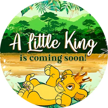 Pritaikyti Kūdikio Liūtas Karalius Turas Fone Padengti Gimtadienio Apdailos Prekių Berniukas Baby Shower Pyragas Stalo Cilindrų Apima Nuotrauka 2