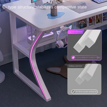 Balta žaidimų stalas, kompiuterio stalas, namų biuro, miegamojo tyrimo lentelė, nešiojamas lentelė Nuotrauka 2