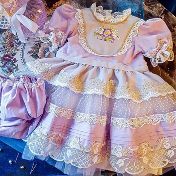 Turkija Vitange Gimtadienio Suknelė Vaikams Dovanų Gėlių mergaičių Suknelės Individualų Girl Lolita Dress Vaikai Atostogų EID Suknelė Kūdikių Saldus Nuotrauka 3