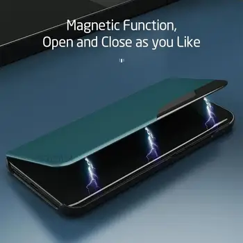 Samsung Galaxy A12 Odos Smart View Window Apversti Atvejais, Samsung A12 12 12a sm-a125f/dsn 6.5; Magnetinio Laikiklio Dangtelį Nuotrauka 3
