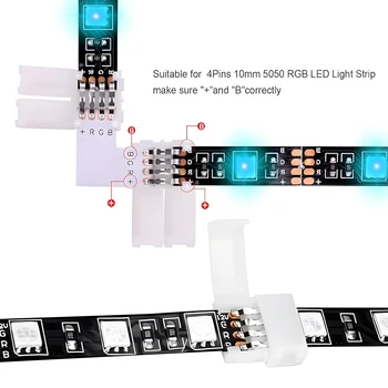 5/10/20pcs L Formos 4-Pin LED RGB Jungtis 10mm Pločio Dešinysis Kampas Kampas Jungtys Solderless Adapteris Terminalo 3528/5050 Nuotrauka 3