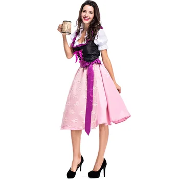 Moterys, Merginos Bavarijos Suknelė Alaus Festivalis Kostiumas Oktoberfest Suknelė Tradicinių Drabužių Rožinės Spalvos Vienodos Nuotrauka 3
