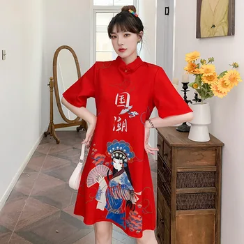 Tradicinės Kinų naujieji Metai Drabužius Moteriai, Cheongsam Suknelė Vintage Moterų Qipao Marškinėliai Nuotrauka 3