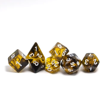 Žaidimo Kauliukai Polyhedral juoda ir geltona kauliukai, žaislų kauliukai, vaidmenų, stalo žaidimai, multiplayer bendradarbiavimo kauliukai Nuotrauka 3