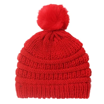 ir Šiltas Baby variklio Dangčio Žiemos Skrybėlę Kūdikių Mezgimo Kepurė Rudenį Pom Pom Bžūp K1KC Nuotrauka 3