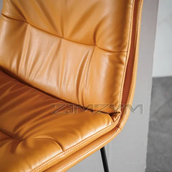 Šiaurės stiliaus atgal odos baro kėdė šeimos šviesos prabanga geležies aukštos taburetės kavos parduotuvė šiuolaikinės paprasta flanelė baro kėdė Nuotrauka 3