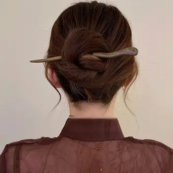 Kinų Stiliaus Elegantiškas Medienos Plaukų Stick Moterų Mergina, Plaukų Segtukai Paprastas Plaukų Šakutės Derliaus Hanfu Cheongsam Apdangalai, Plaukų Aksesuarai Nuotrauka 3