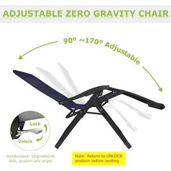 Suteck Negabaritinių Zero Gravity Chair 33In XXL Sėdima Stovyklavimo Kėdė w/Nuimamas Pagalvėlės Nuotrauka 3