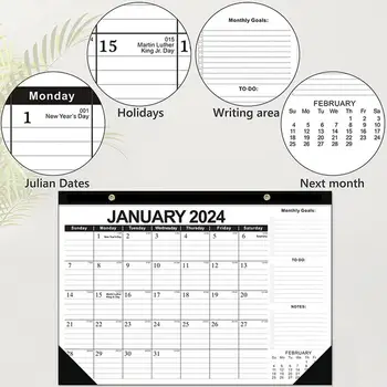 Sieninis Kalendorius Patrauklus Dizainas Kalendorius Patvarus, Lengvai skaitomas 18 mėnesių Sienos Stalinis Kalendorius 2024.1-2025.6 anglų Nuotrauka 3
