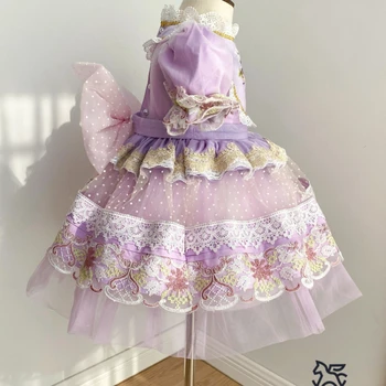 Turkija Vitange Gimtadienio Suknelė Vaikams Dovanų Gėlių mergaičių Suknelės Individualų Girl Lolita Dress Vaikai Atostogų EID Suknelė Kūdikių Saldus Nuotrauka 4