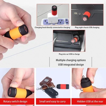 LED Mini Keychain PocketTorch Šviesos USB Įkrovimo Vandeniui Lauko Avarinė Šviesos Lempa, Pėsčiųjų, Kempingas Nešiojamų Apšvietimas Nuotrauka 4