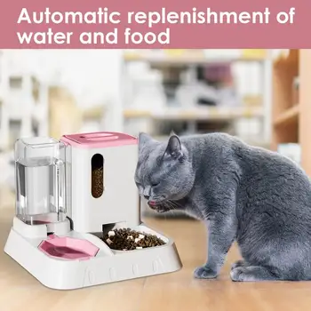 Kačių Maisto Dozatorius Automatiškai Skaidrus Automatinis Vandens ir Maisto Finansuojančiojo Anti Slip Didelės Talpos Pet Šėrimo Prekių Lengva Nuotrauka 4