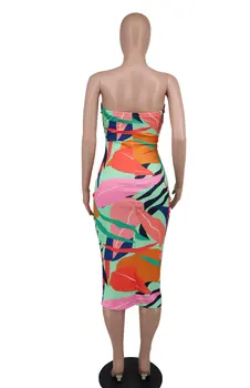 Derliaus Spausdinti Bodycon Ilga Suknelė Elegantiškas Vasaros Moteriškų Rūbų Stebėjimo Slim Zip Suknelės Vakare Šalies Klubas Pokylių Vestidos Nuotrauka 4