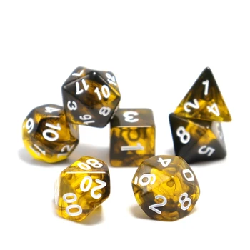 Žaidimo Kauliukai Polyhedral juoda ir geltona kauliukai, žaislų kauliukai, vaidmenų, stalo žaidimai, multiplayer bendradarbiavimo kauliukai Nuotrauka 4