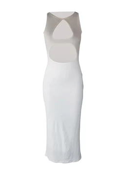 Moteriškos Ilgos vakarinės Suknelės Baltos spalvos Berankovė Atvira nugara Tuščiaviduriai Iš Šalies Suknelės Nuotrauka 4