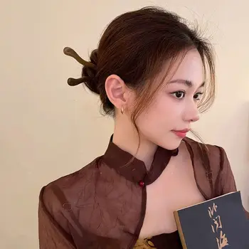 Kinų Stiliaus Elegantiškas Medienos Plaukų Stick Moterų Mergina, Plaukų Segtukai Paprastas Plaukų Šakutės Derliaus Hanfu Cheongsam Apdangalai, Plaukų Aksesuarai Nuotrauka 4