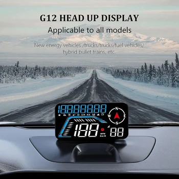 G12 HUD Head-Up Display GPS Automobilių Ekranas Viršijimo Signalas Važiavimo Greičio Universalaus Juoda Lengva Įdiegti Nuotrauka 4