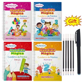 Ispanijos Magija Knygos Mokymosi Užrašu Atsekti Darbaknygę Vaikams Daugkartinio naudojimo Užrašų knygelės Vaikams ispanijos Montessori Raštu Nuotrauka 4