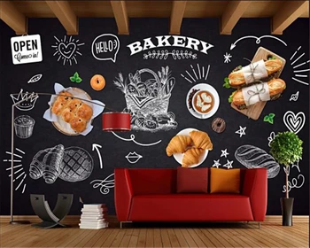 Custom Didelis freskomis bet kokio dydžio lentos Rankomis dažyti cake shop fono sienos HD dekoratyvinės sienų 3d tapetai Nuotrauka 4