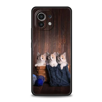 Katė Mielas Kačiukas Catling Telefono dėklas Padengti Xiaomi Redmi Poco F4 F5 M4 M3 X3 X4 X5 NFC Pro Mi 11 Ultra 12T 12 Pro TPU Minkštos pagalvės Nuotrauka 5