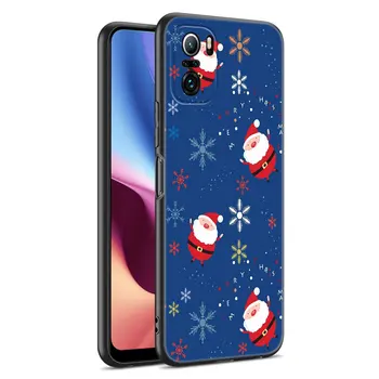 Kalėdų Senį Telefoną Atveju Xiaomi POCO X3 X4 NFC F2 M2 M3 M4 X5 Pro F3 F4 GT 5G C3 C31 C40 M5S Minkštos TPU Juodo Dangtelio Nuotrauka 5