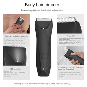 Elektriniai Plaukų Žoliapjovės Body Groomer Skustuvas Barzdos Skustuvas LED Skustuvas Vyrams, Plaukų Kirpimo mašinėlės Nuotrauka 5