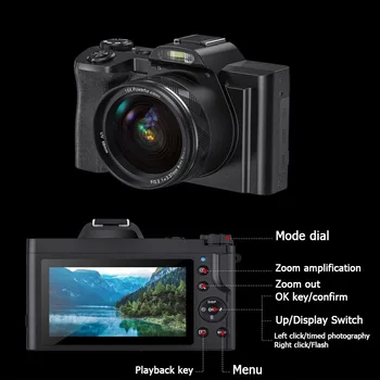5K Fotografavimo Micro DSLR Kamera, Aukštos raiškos Skaitmeninė vaizdo Kamera, Elektroninė Blykstė, vaizdo Kameros, Namų apyvokos Anti Shake Gimtadienio Dovana Nuotrauka 5