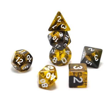 Žaidimo Kauliukai Polyhedral juoda ir geltona kauliukai, žaislų kauliukai, vaidmenų, stalo žaidimai, multiplayer bendradarbiavimo kauliukai Nuotrauka 5