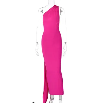 Bangniweigou Universalus Apynasrio Maxi Suknelė Šalies Moterų Elegantiškas Ruched Nugaros Nuotakos Apranga Vientisos Spalvos Celeb Vakare Drabužiai Nuotrauka 5