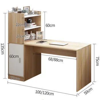 Šiuolaikiniai mediniai baldai, kampas, stalas, namų biuro stalas su spinta balta kompiuterio stalas Nuotrauka 5